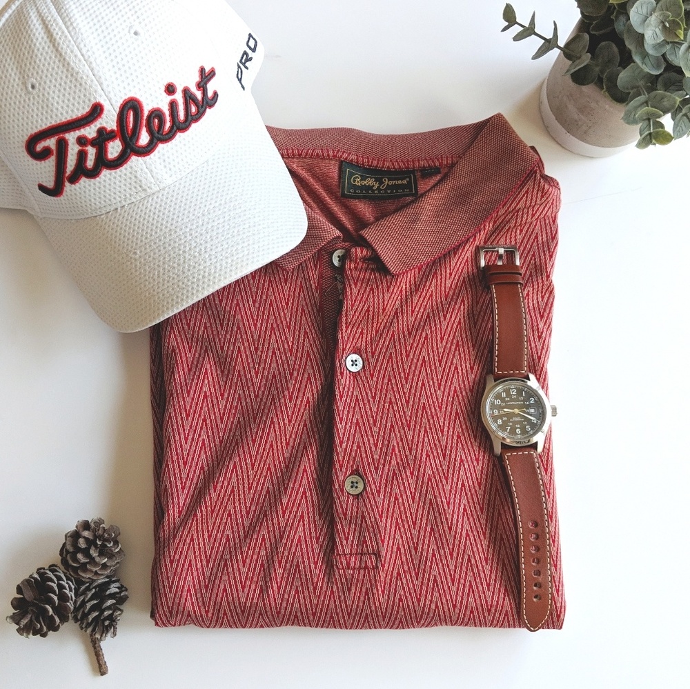 ‼️ Men's Bobby Jones Polo in Cranberry Size M EUC